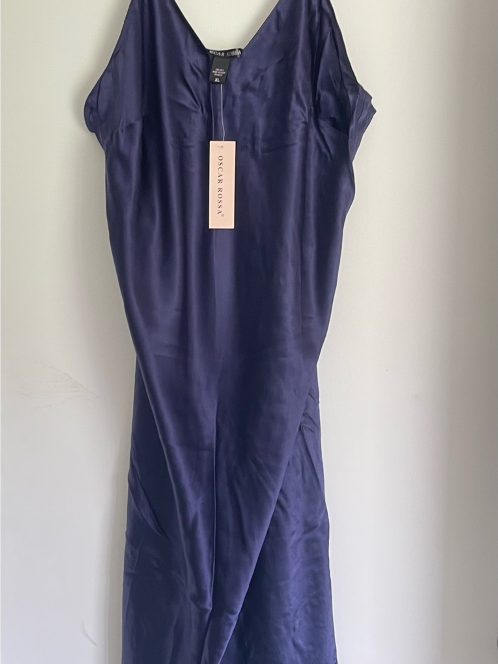 100% Mulberry Silk Oscar Rossa Midnight Blue  Silk Slip Dress Washable .NWT - Picture 4 of 4